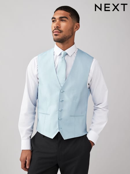 Blue Textured Silk Waistcoat (AG5167) | € 82