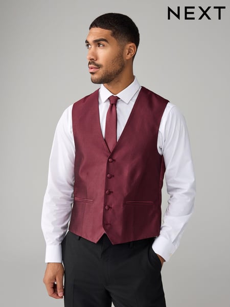 Dark Red Textured Silk Waistcoat (AG5171) | € 82