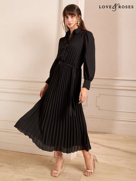 Love & Roses Black Pleated Midi Dress (AG5610) | € 103