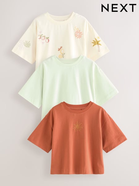 Green/Orange/White 100% Cotton Motif T-Shirts 3 Pack (3-16yrs) (AG5746) | € 24 - € 33