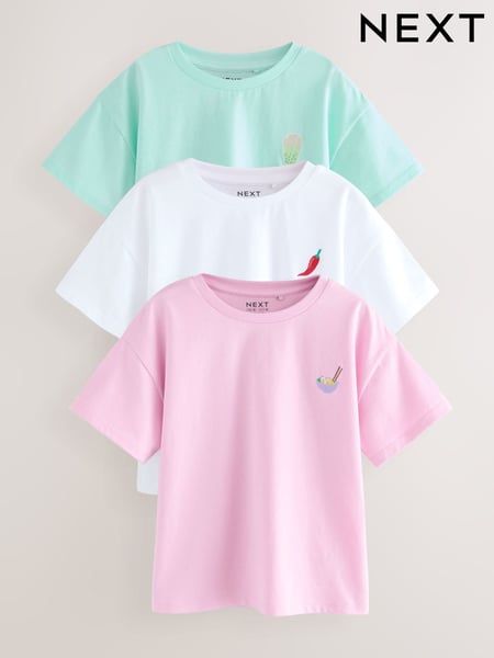 Purple/Green 100% Cotton Motif T-Shirts 3 Pack (3-16yrs) (AG5755) | € 23 - € 31