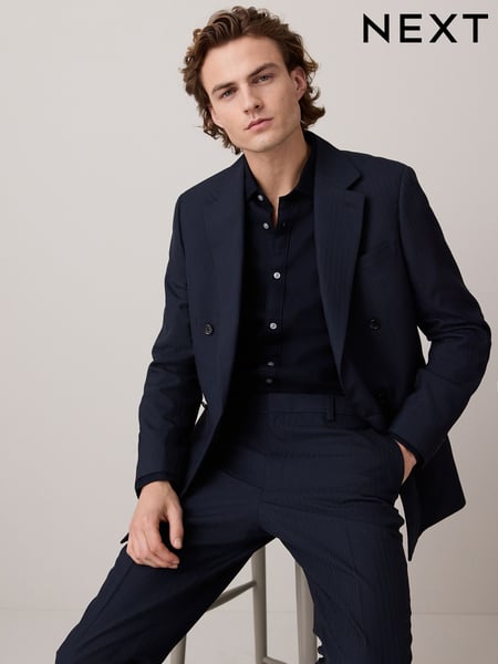 Navy Double Breasted Striped Jacket (AG5776) | € 133