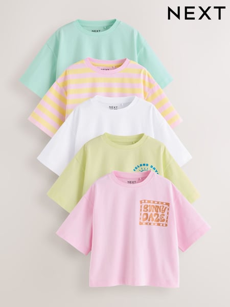 Multi Pastel Sun Graphic 100% Cotton T-Shirts 5 Pack (3-16yrs) (AG5834) | € 31 - € 40
