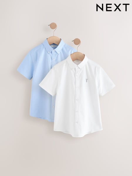 White/Blue Short Sleeve Cotton Rich Oxford Shirts 2 Pack (3-16yrs) (AG5920) | € 28 - € 43