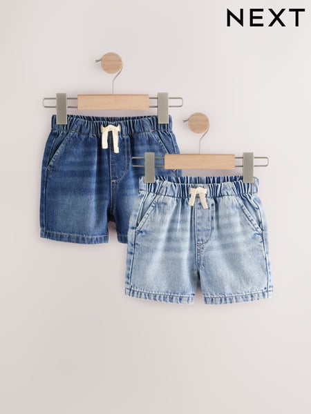 Light/Mid Blue Denim Pull On Shorts 2 Pack (3mths-7yrs) (AG7268) | € 28 - € 34
