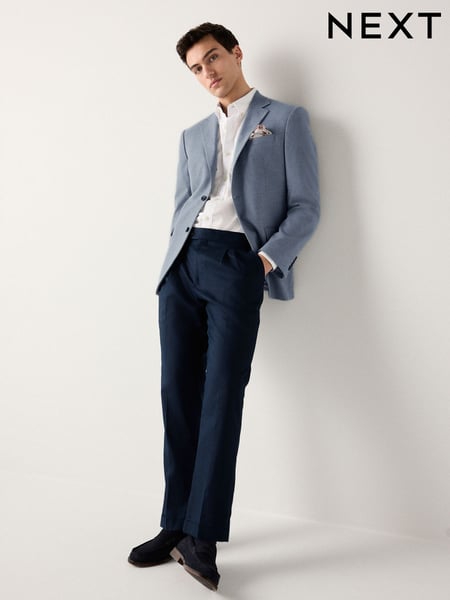 Blue Slim Fit Soft Touch Textured Jersey Blazer (AG7287) | € 118