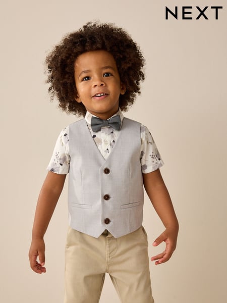 Grey Puppytooth Waistcoat, Shirt and Bowtie Set (3mths-9yrs) (AG8621) | € 40 - € 45