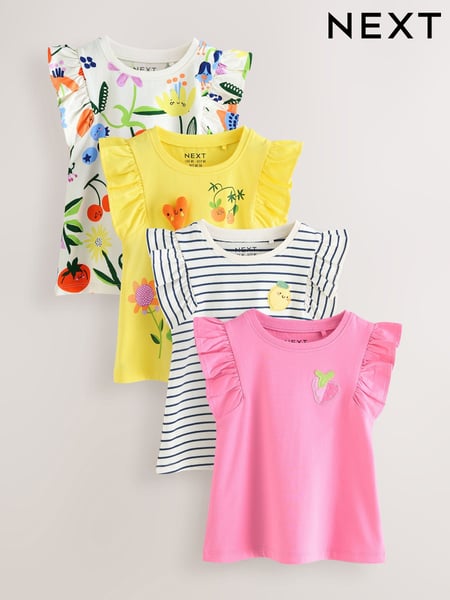 Red Flower Vest Tops 4 Pack (3mths-7yrs) (AG8677) | € 26 - € 31
