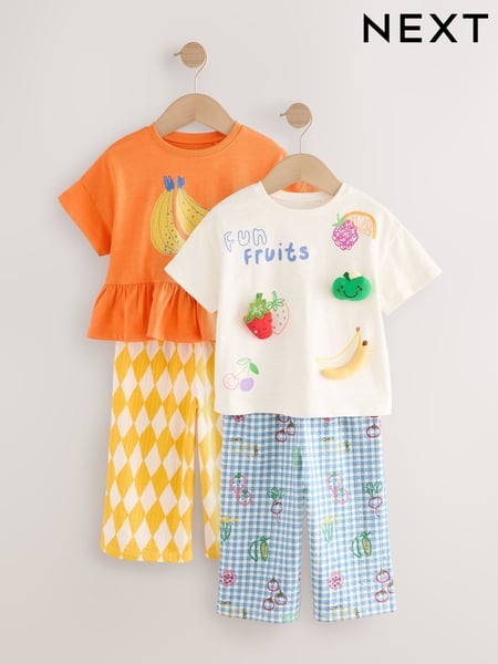 Orange Fruits 100% Cotton Top and Trousers Set 2 Pack (3mths-7yrs) (AG8678) | € 34 - € 40