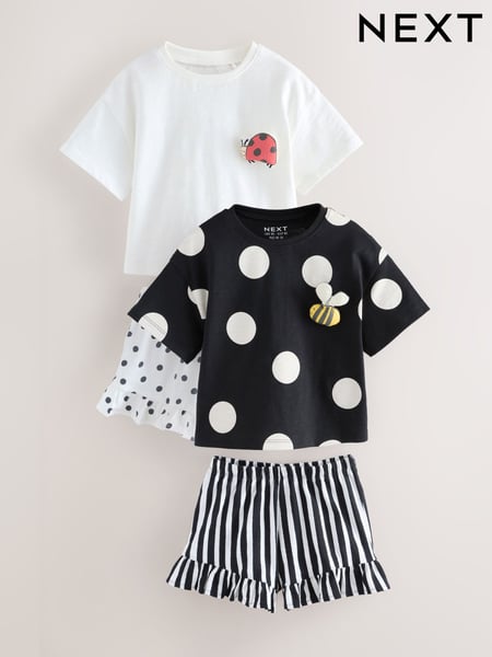 Black/White Character 100% Cotton Top and Shorts Set 2 Pack (3mths-7yrs) (AG8679) | € 27 - € 33