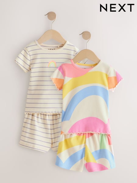 Rainbow Ribbed Top and Short Set 2 Pack (3mths-7yrs) (AG8681) | € 26 - € 31