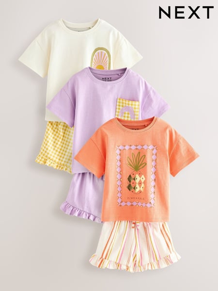 Lilac Purple Top and Shorts Set 3 Pack (3mths-7yrs) (AG8682) | € 38 - € 44