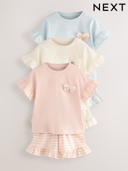 Blue Top and Shorts Set 3 Pack (3mths-7yrs) (AG8683) | € 38 - € 44