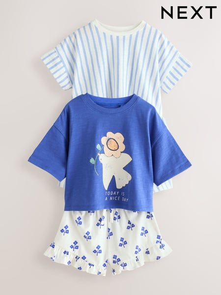 Blue Top and Shorts Set 2 Pack (3mths-7yrs) (AG8686) | € 26 - € 31