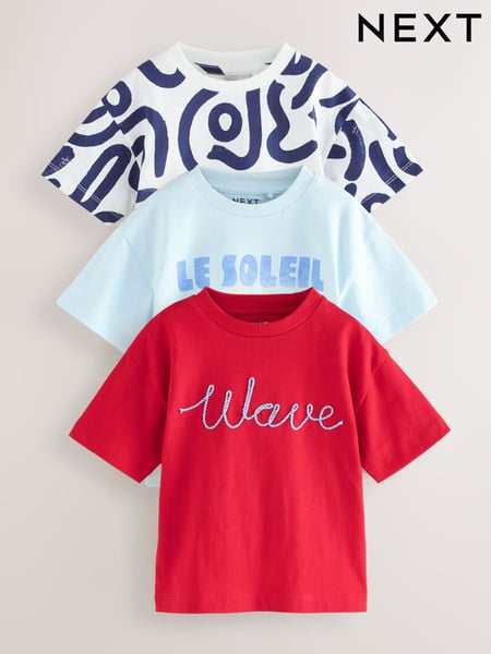Blue Short Sleeve T-Shirts 3 Pack (3mths-7yrs) (AG8729) | € 21 - € 27