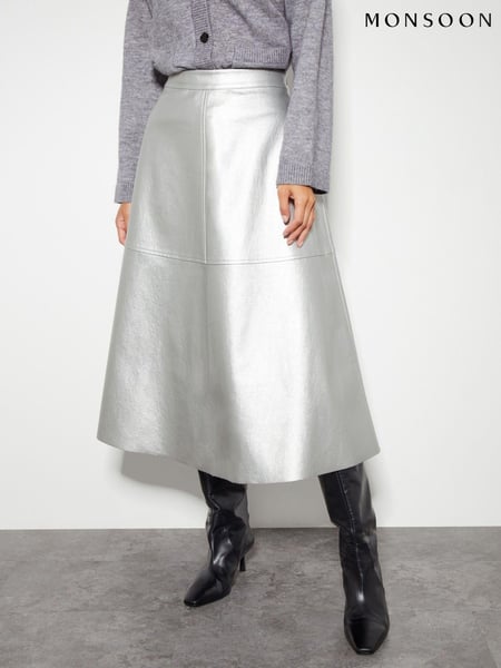 Monsoon Silver Pippa Faux Leather Skirt (AG9006) | € 48