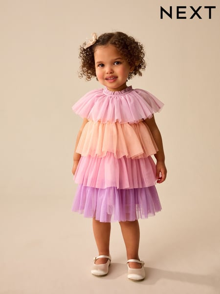 Peach Pink Mesh Party Dress (3mths-7yrs) (AG9795) | € 30 - € 35