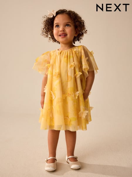Yellow Short Sleeve Mesh Butterfly Dress (3mths-7yrs) (AG9804) | € 30 - € 35