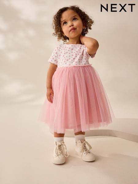 Pink Floral Mesh Party Dress (3mths-7yrs) (AG9811) | € 20 - € 23