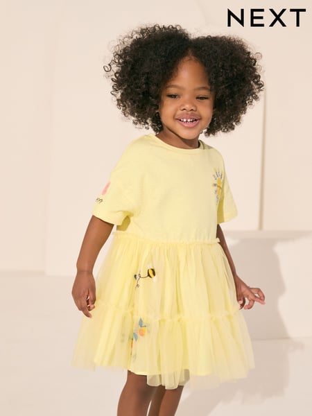 Yellow Character Short Sleeve Mesh Dress (3mths-7yrs) (AG9814) | € 27 - € 30