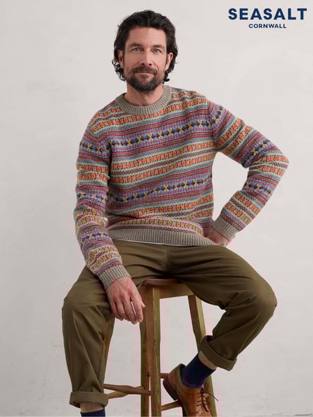 Seasalt Cornwall Orange/Blue Multi Mens Polventon Jumper (AG9930) | € 90