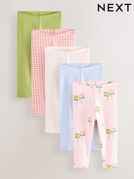 Light Pink Ribbed Leggings 5 Pack (3mths-7yrs) (AG9940) | € 30 - € 35