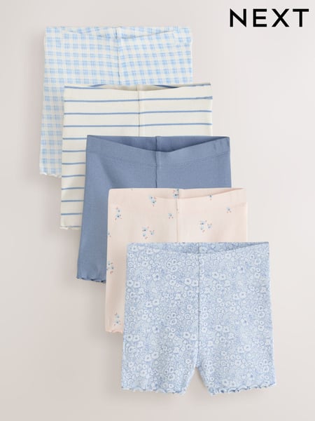 Blue Ribbed Shorts 5 Pack (3mths-7yrs) (AG9944) | € 23 - € 28