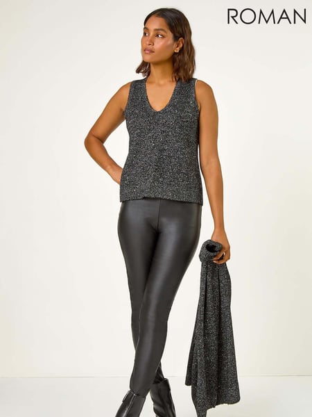 Roman Black Sequin Embellished Knit Vest (AH1053) | € 50