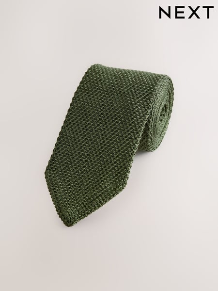 Green Knitted Silk Tie With Point (AH1136) | € 24