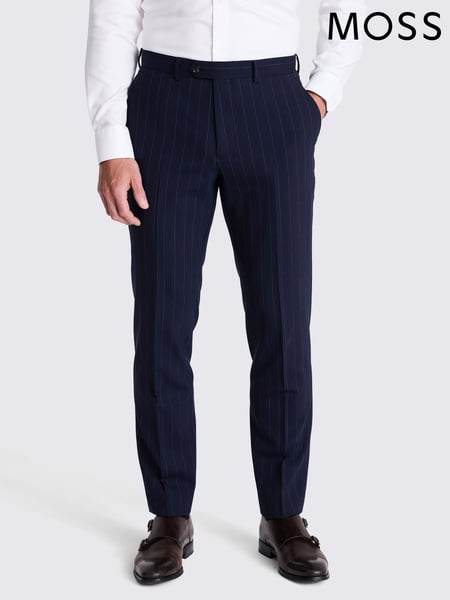 MOSS Blue Tailored Fit Stripe Performance Trousers (AH4022) | € 172
