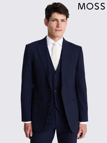 MOSS Blue Tailored Fit Stripe Performance Jacket (AH4025) | € 295