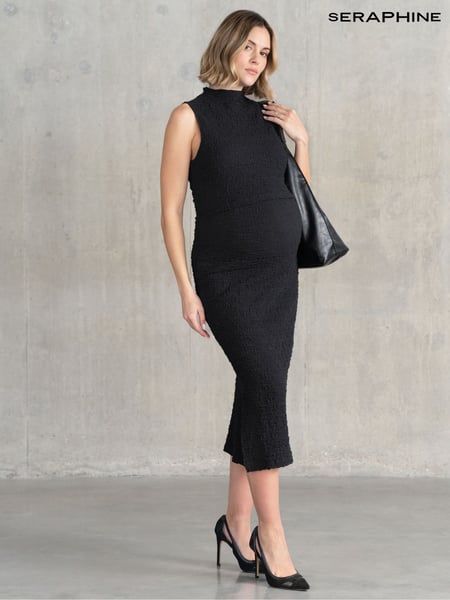 Seraphine Maternity Textured Bodycon Black Dress (AH4098) | € 92