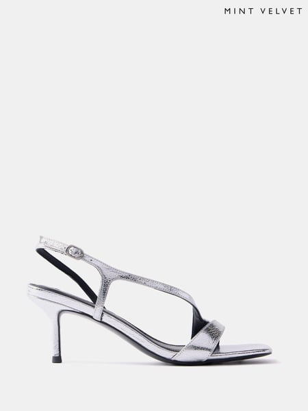 Mint Velvet Silver Leather Strap Heels (AH4296) | € 186