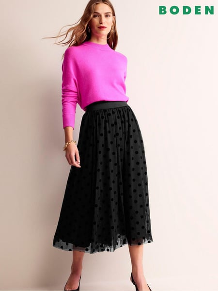Boden Black Isabella Tulle Midi Skirt (AH4330) | € 74