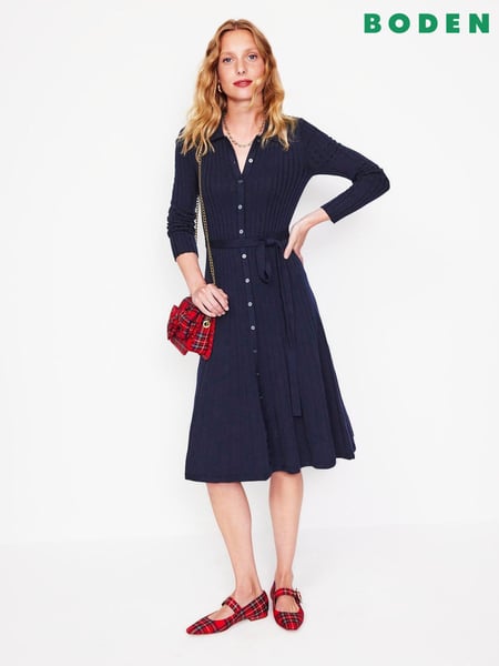 Boden Blue Rachel Knitted Shirt Dress (AH4684) | € 106