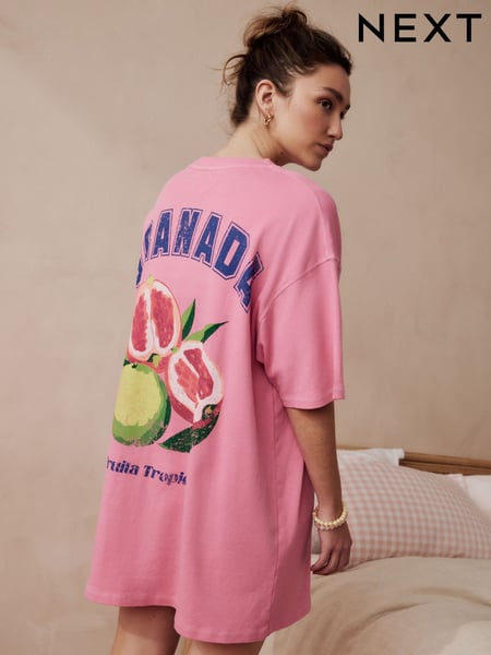 Neon-Pink - 100% Cotton Oversized Night T-Shirt (AH5351) | 29 €