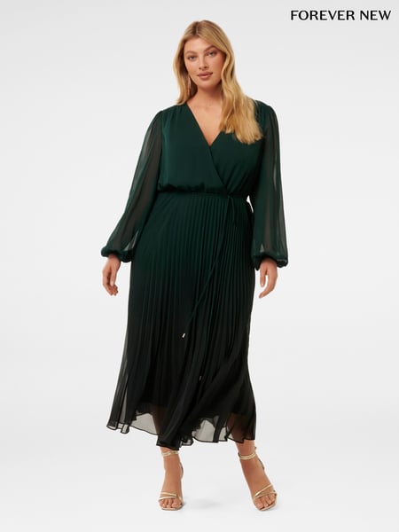 Forever New Green Priscilla Curve Pleated Midi Dress (AH6736) | € 120