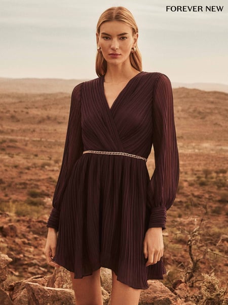 Forever New Purple Mini Genevieve Crinkle Dress (AH6739) | € 101