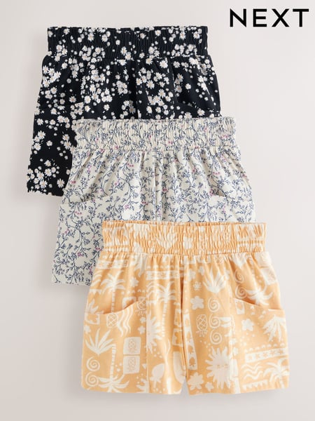 Monochrome/Ochre/Floral 100% Cotton Shorts 3 Pack (3-16yrs) (AH9443) | € 23 - € 31