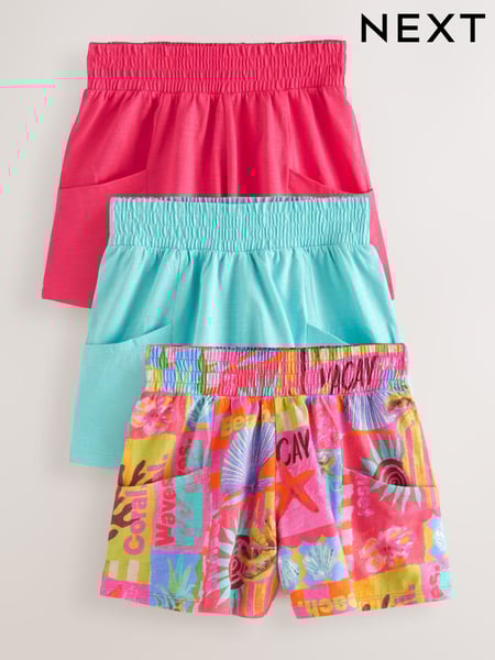 Pink/Blue/Tropical 100% Cotton Shorts 3 Pack (3-16yrs) (AH9445) | € 23 - € 31