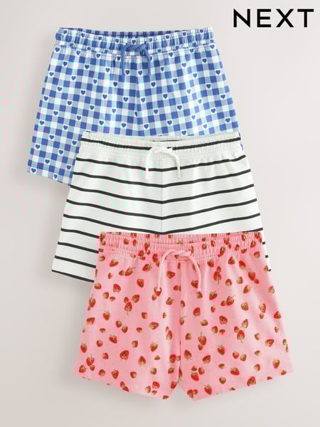 Blue/Stripe/Strawberry Pull On Shorts 3 Pack (3-16yrs) (AH9446) | € 23 - € 31