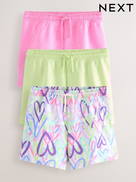 Multi Graffiti Heart/Pink/lLime Pull On Shorts 3 Pack (3-16yrs) (AH9447) | € 21 - € 30