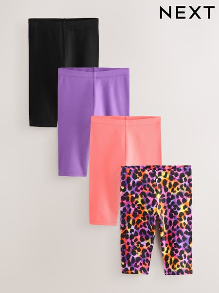 Animal/Purple/Coral 4 Pack Cropped Leggings (3-16yrs) (AH9733) | € 21 - € 30
