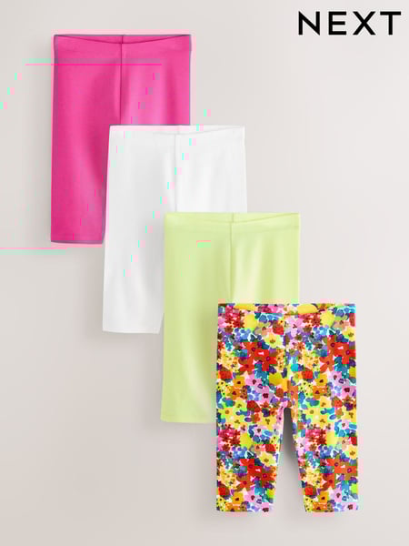 Floral/Pink 4 Pack Cropped Leggings (3-16yrs) (AH9734) | € 20 - € 28