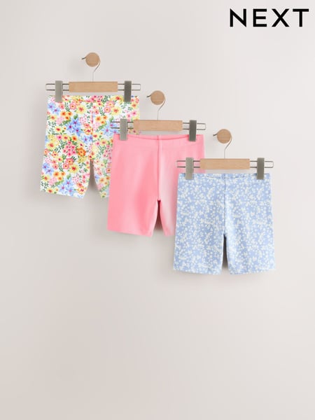 Pink/Blue Floral Cycle Shorts 3 Pack (3-16yrs) (AH9739) | € 14 - € 23