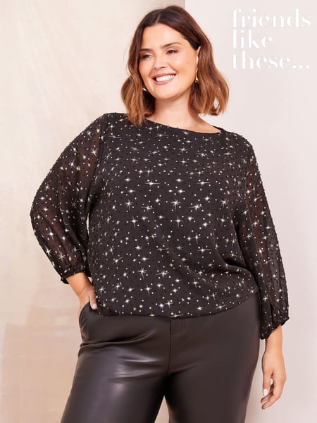 Friends Like These Black Curve Printed Slash Neck Top (AJ0134) | € 37