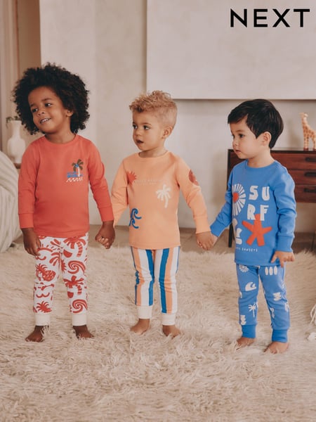 Multi Bright Surf print 3 Pack Snuggle Pyjamas (9mths-8yrs) (AJ0493) | € 37 - € 45
