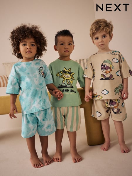 Black/Green Short Pyjamas 3 Pack (9mths-12yrs) (AJ0526) | € 30 - € 41