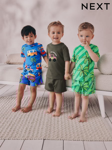 Blue/ Green/ Grey Surf van Short Pyjamas 3 Pack (9mths-8yrs) (AJ0531) | € 31 - € 40