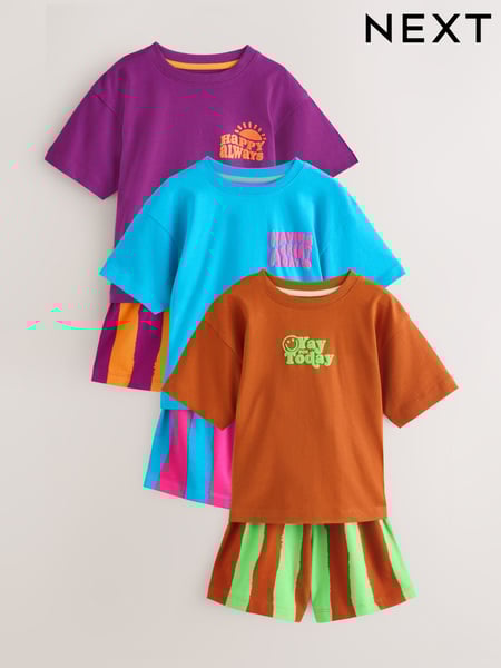 Multi Bright Transport Short Pyjamas 3 Pack (9mths-12yrs) (AJ0536) | € 30 - € 41
